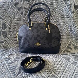 Coach Signature Black Monogram Shell Bag